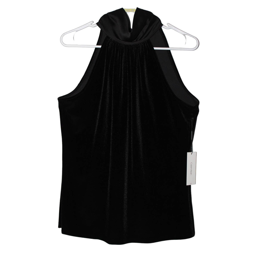 Women's Calvin Klein Black Evening Party Cocktail Halter Top Shirt Sz Medium NWT